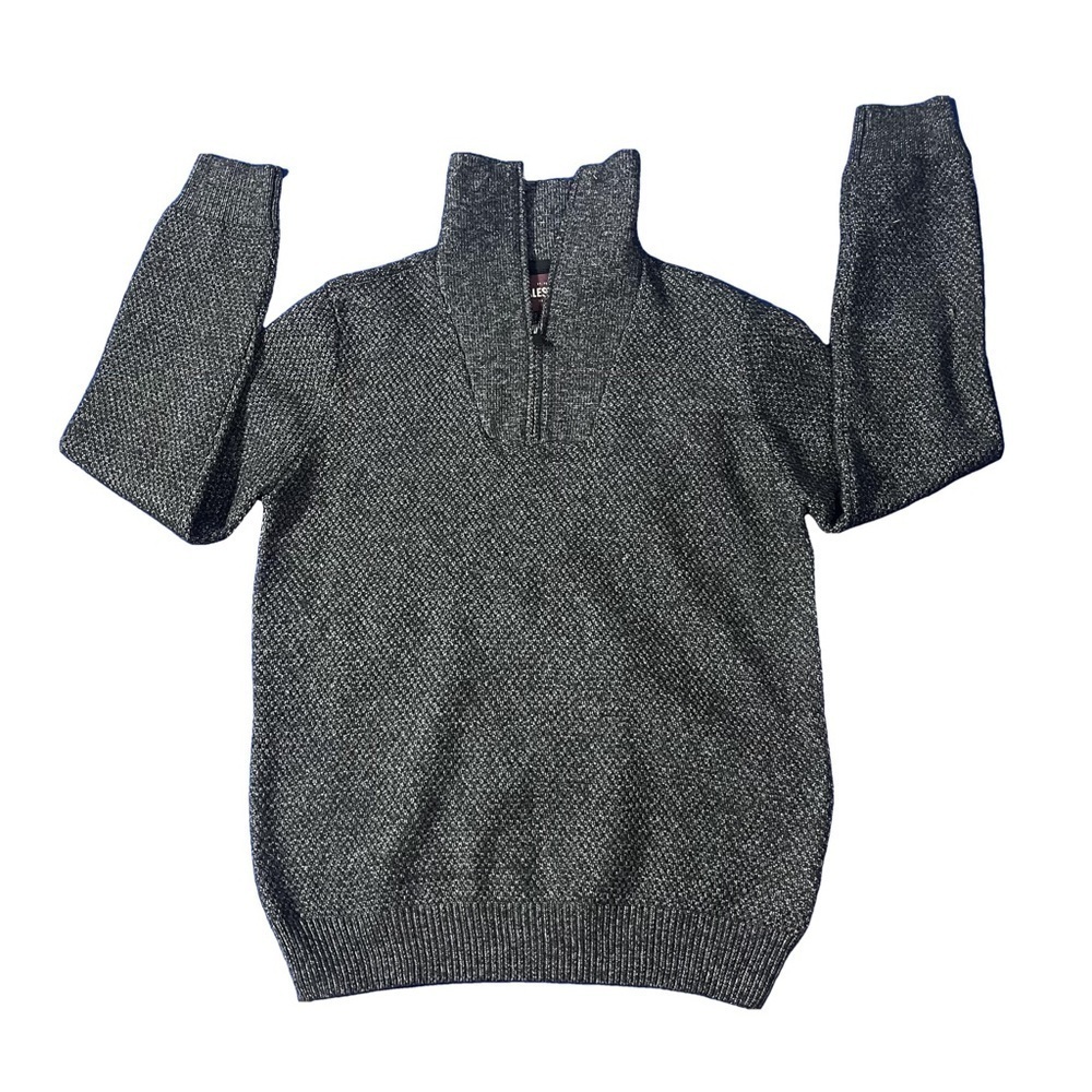 Alesbury Men's Jerad Seed Stitch 1/4 Zip Mock Neck Sweater, Charcoal, Size Large